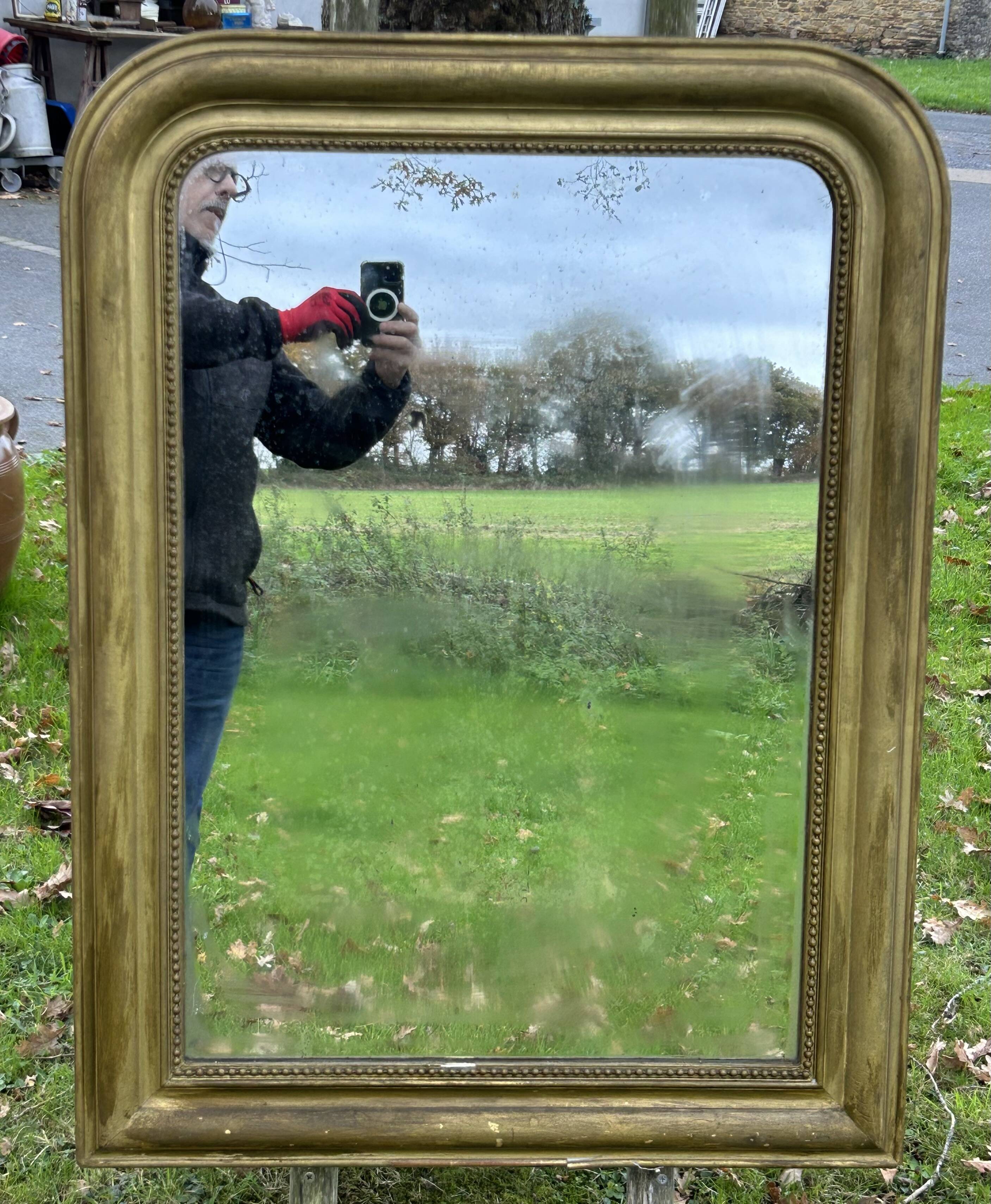 Antique Louis Philippe mirror, slightly demercurized, as is.