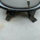 Ancient enamelled wall light white blue border 30cm diameter.