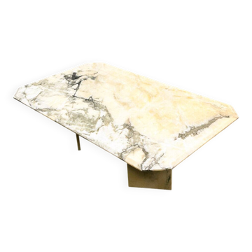 Vintage pink and gray marble coffee table, Italy. 1980s