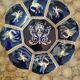 Ceramic dish from Gien Renaissance blue background D22 cm