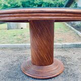 80s round rattan and wicker table
