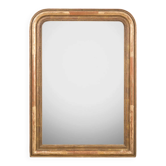 Grand miroir ancien Louis-Philippe doré rouge du XIXe siècle