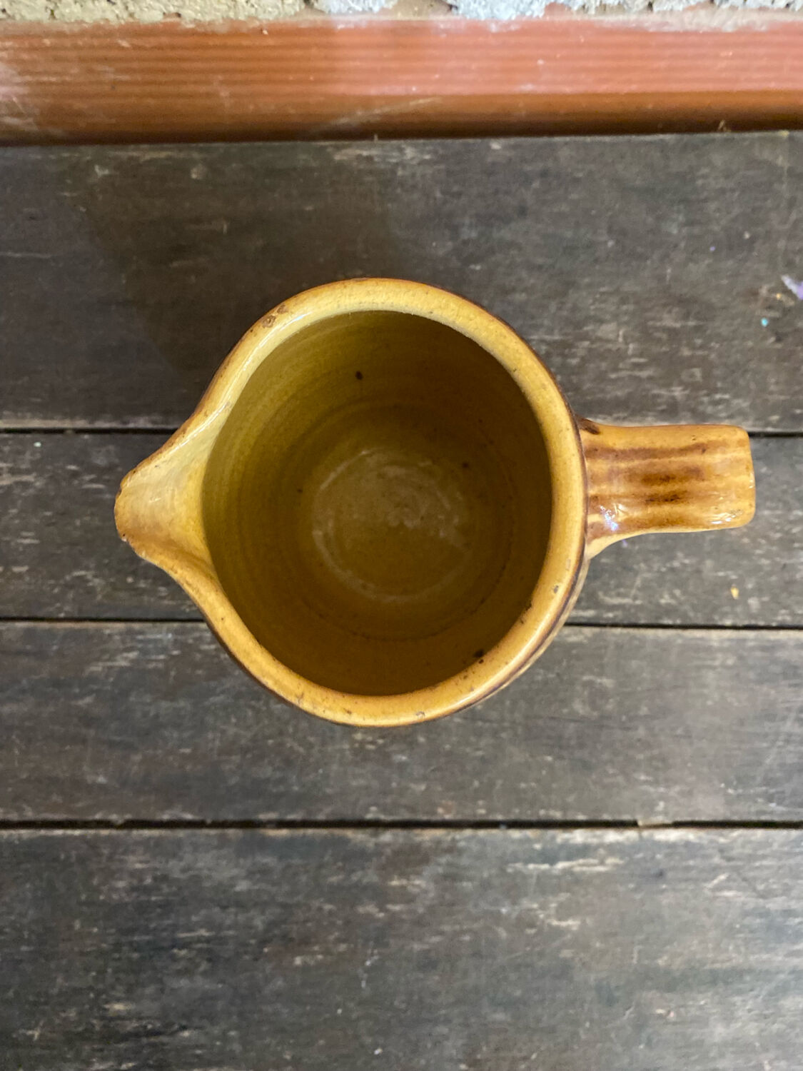 Old pichet terre de feu beige stoneware barrel shape