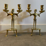 Pair of tripod candlesticks late XIX