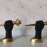 Pair of brass hand flare appliques