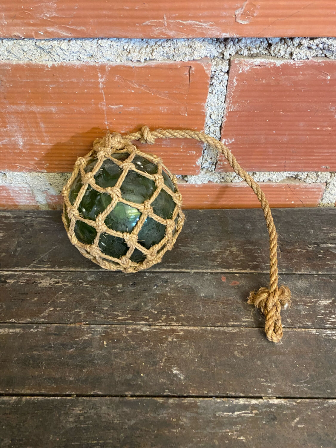 Old Float Ball. Marine Decor. Green Glass Ball. Ball a