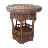 Pedestal table 2 floors in natural rattan