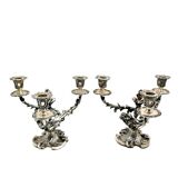 Wiskeman, pair of rococo chandelier, silver metal