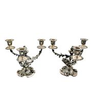 Paire de chandelier rococo, métal argenté