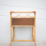 Rattan bedside table, wicker nightstand, end of sofa, interior decoration