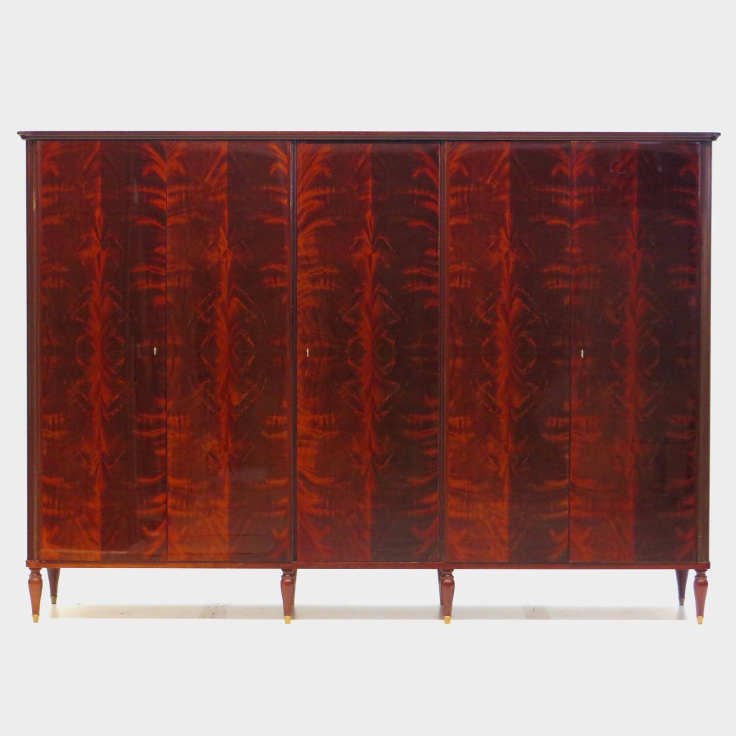Grande armoire vintage Art Déco à 5 portes en acajou flammé, années 1920