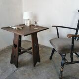 Arts and crafts style oak side table, 1950s