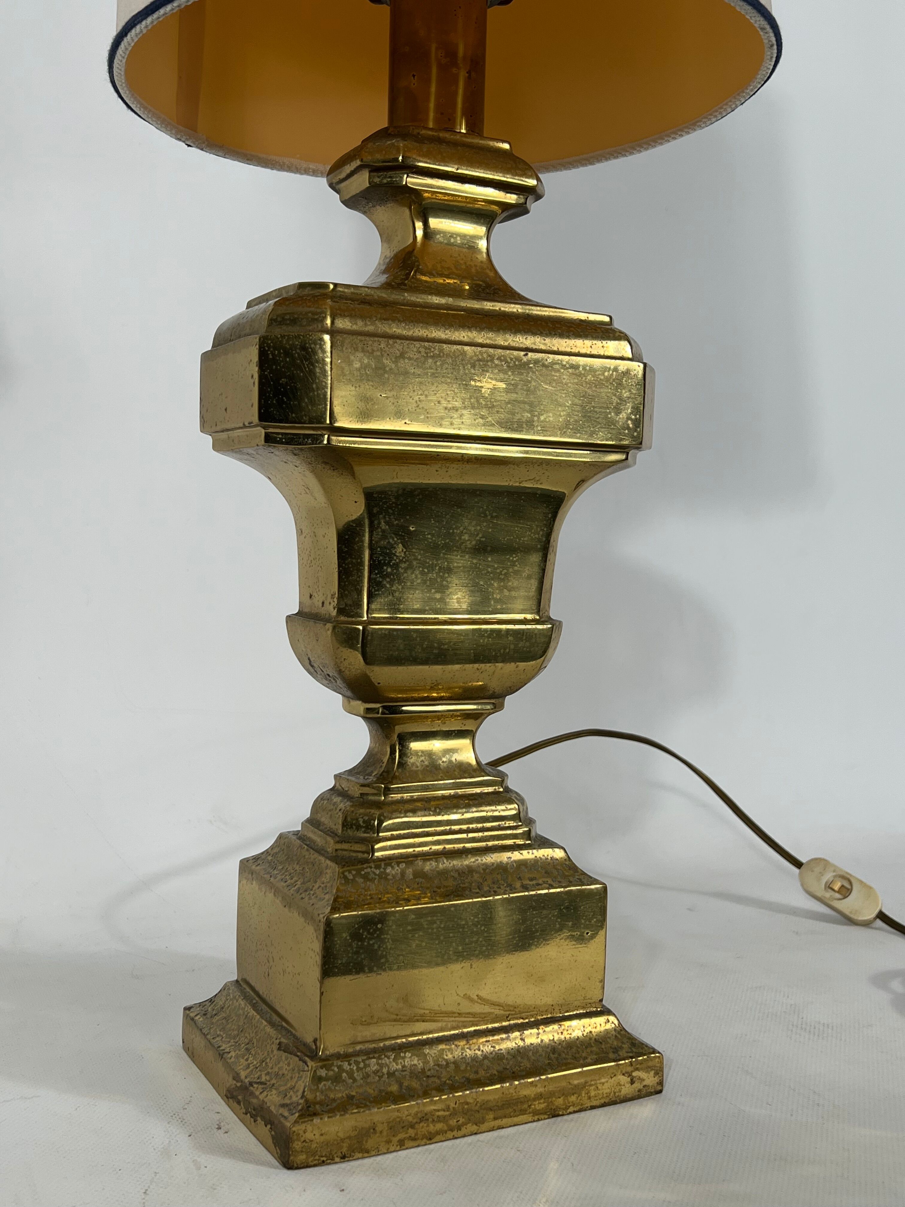 Vintage Large Italian Solid Brass table lamp from 50s