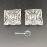 Salt shakers in their original box and teaspoon