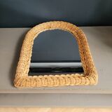 Vintage woven rattan mirror