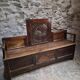 Old French popular art bench from Auvergne, circa 1800–1850