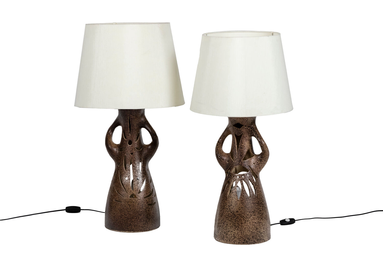 Pair of terracotta lamps, Bastian Le Pemp, 1970s