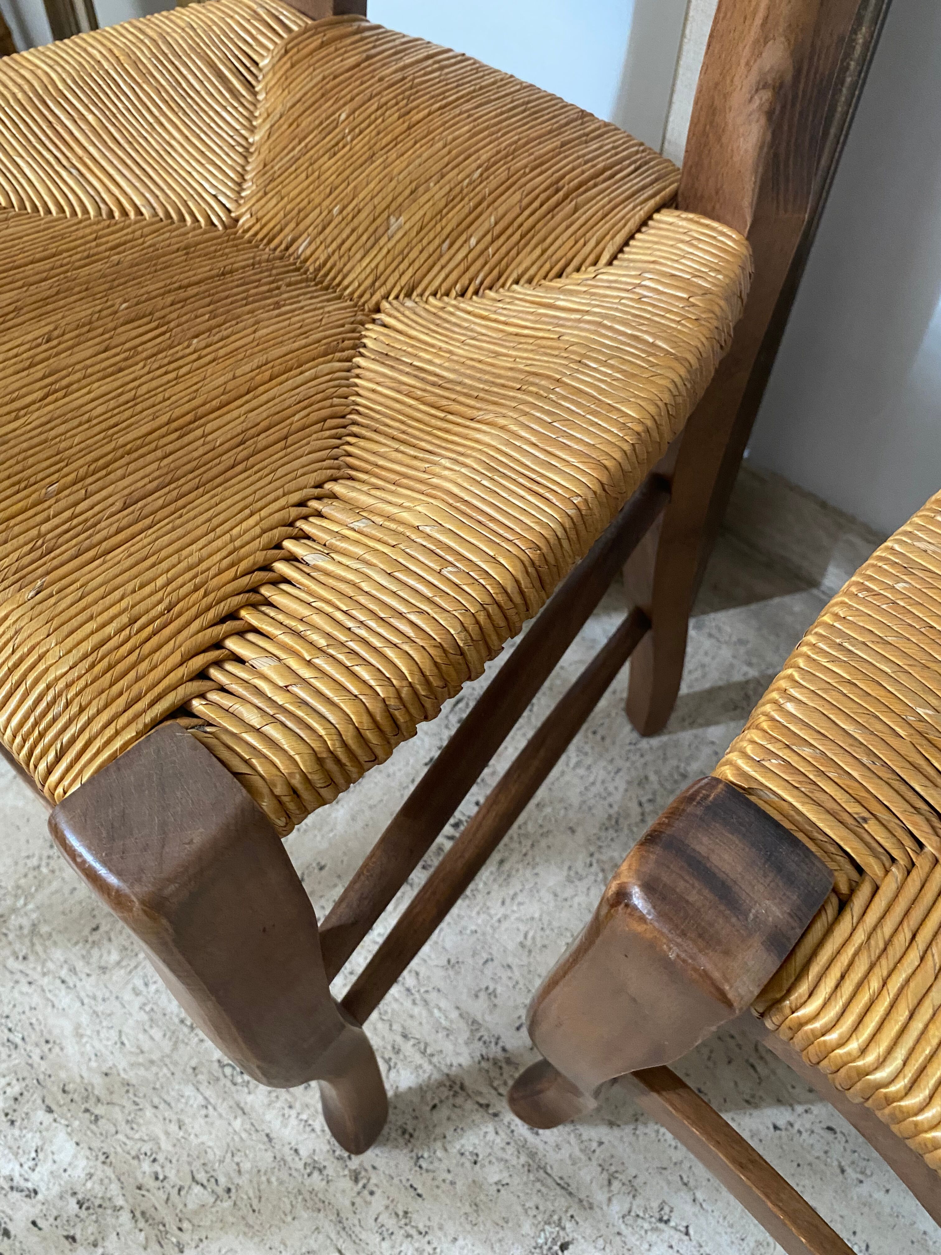 Deux chaises paillées création artisanale années 80
