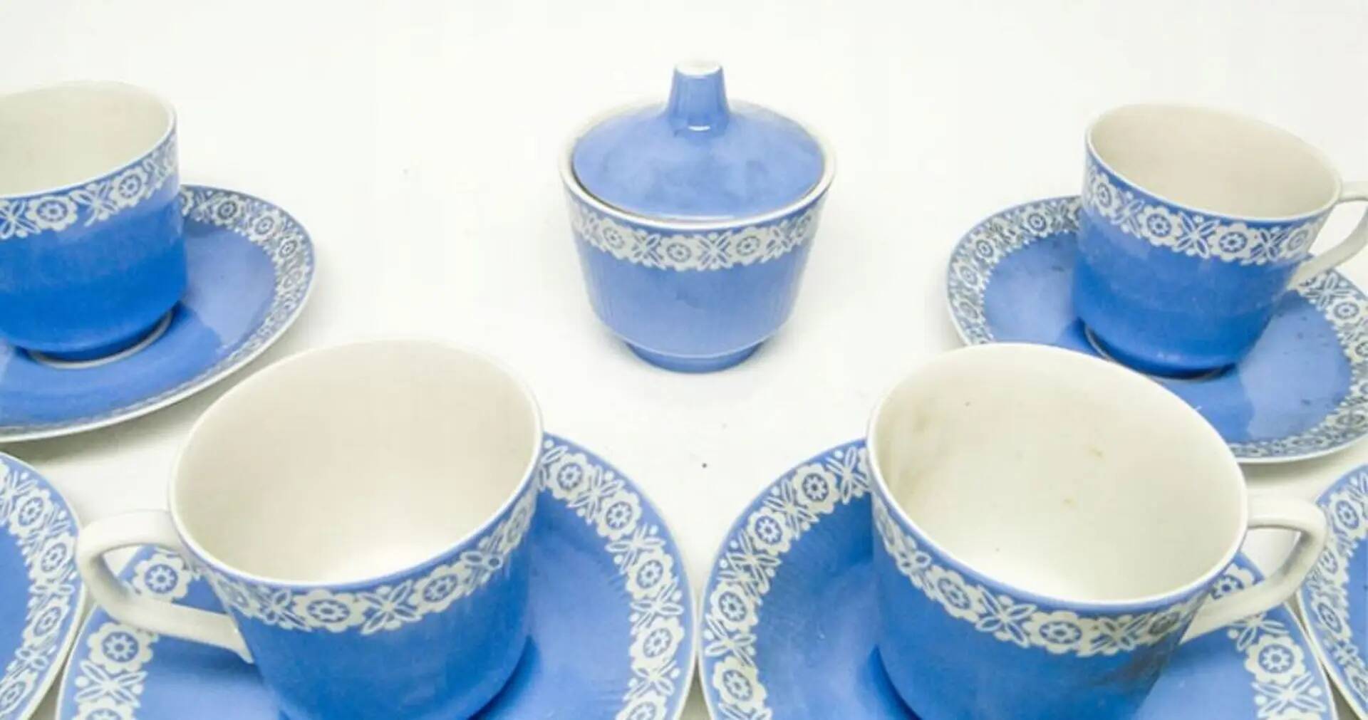 Mid-century modern coffee set, porcelain, Poland, 1970s