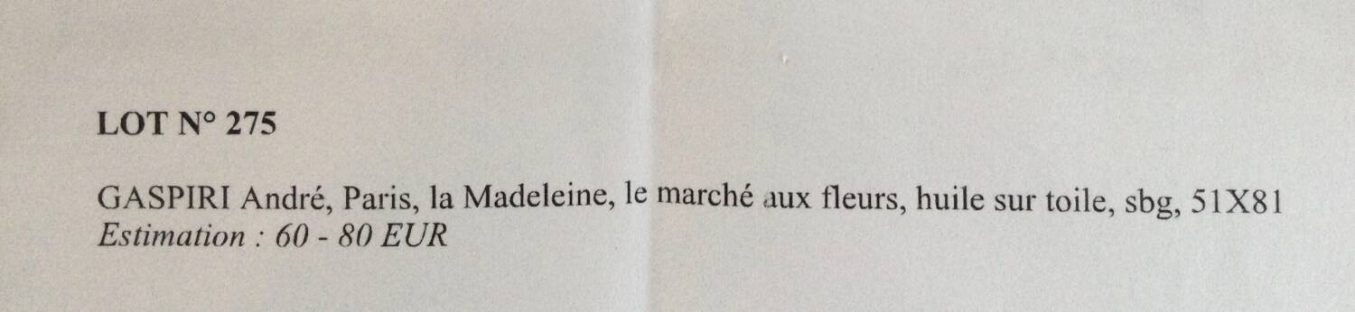 Oil on canvas The flower market of Madeleine, Paris