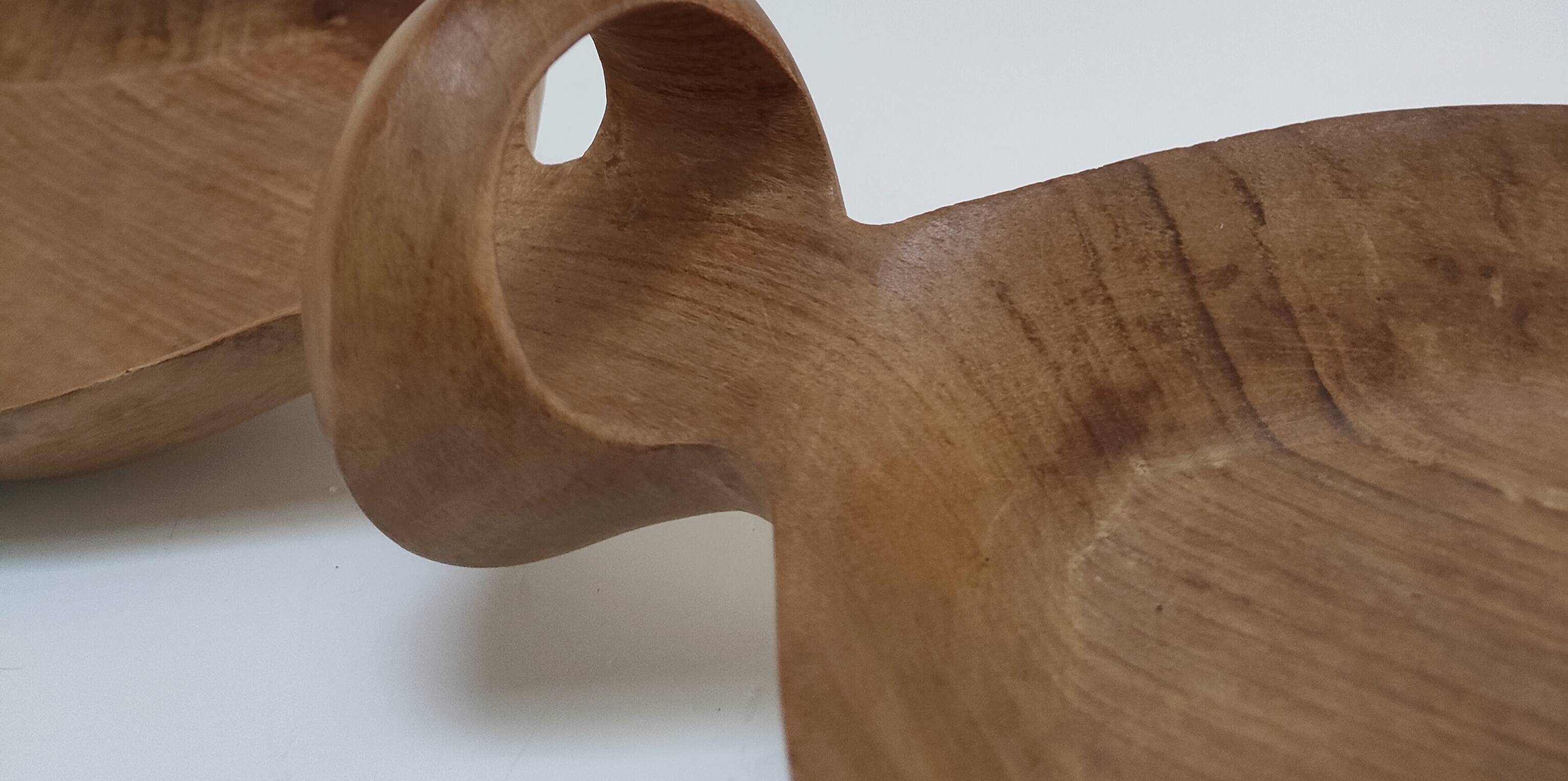 Vintage sculptural wooden pocket tray