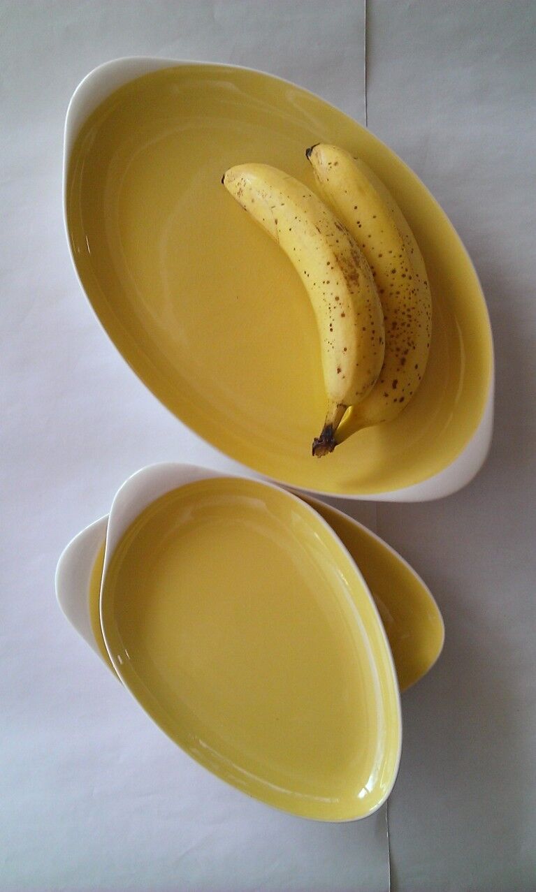 Série de 3 plats ovals jaune Villeroy & Boch