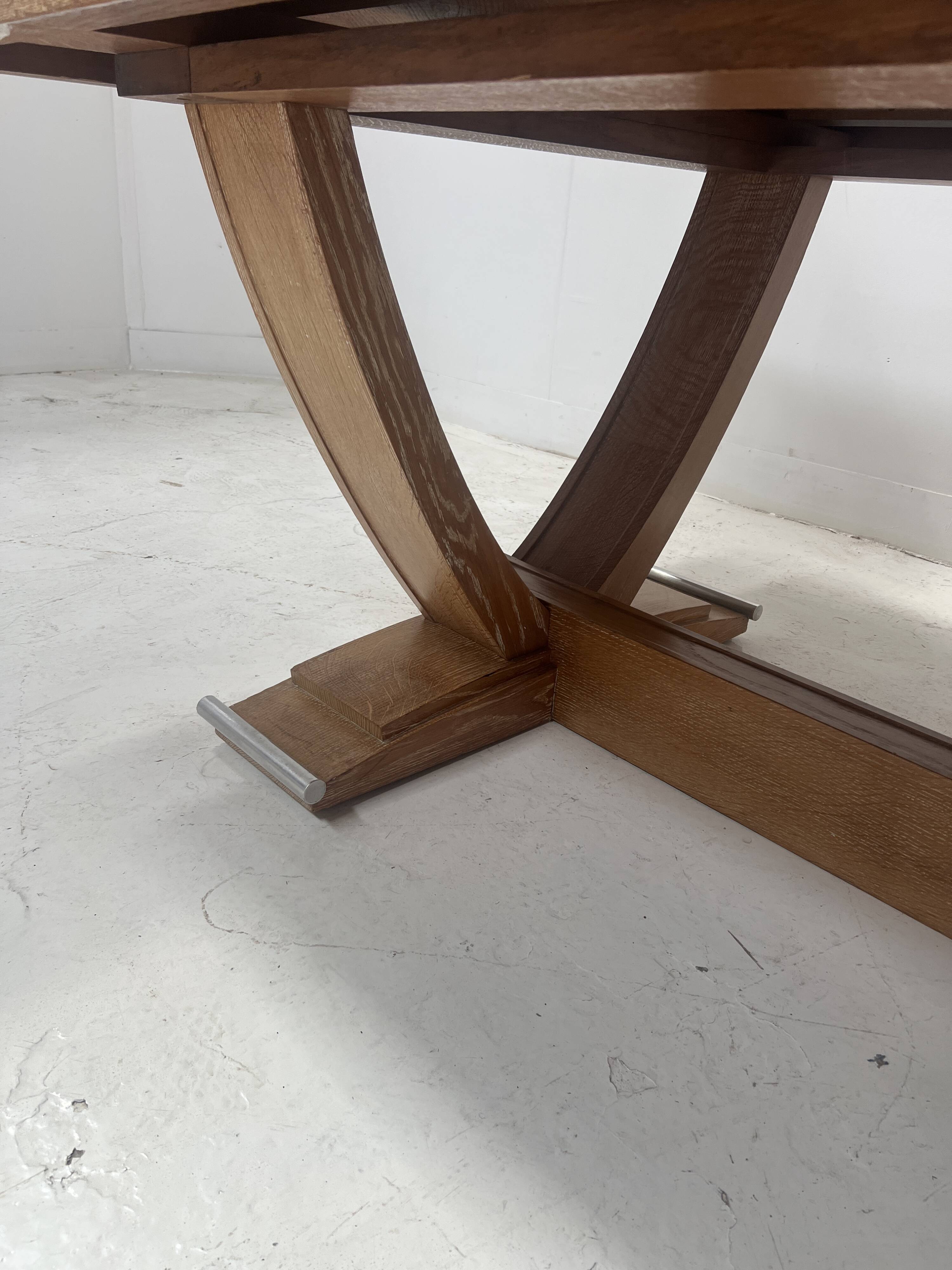 Table bureau Art Déco en chêne cérusé du XX siècle
