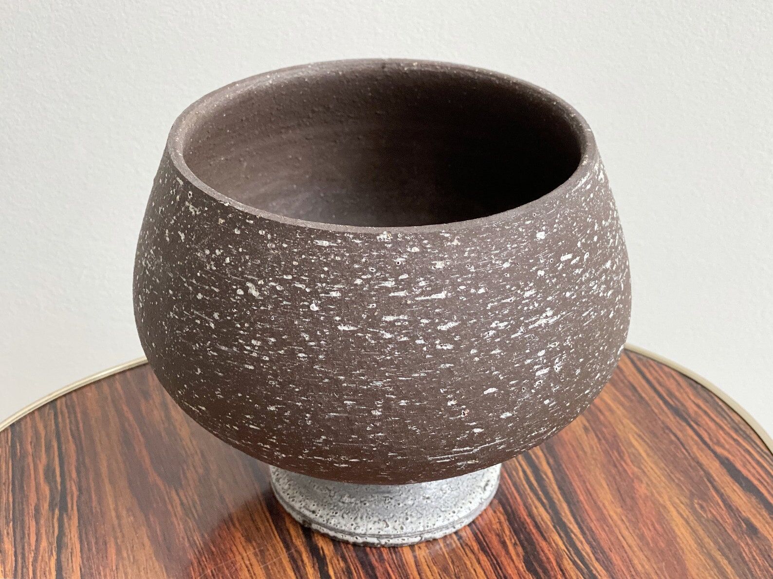 Vintage ceramic "birch bark" planter / flower pot, Chamotte
