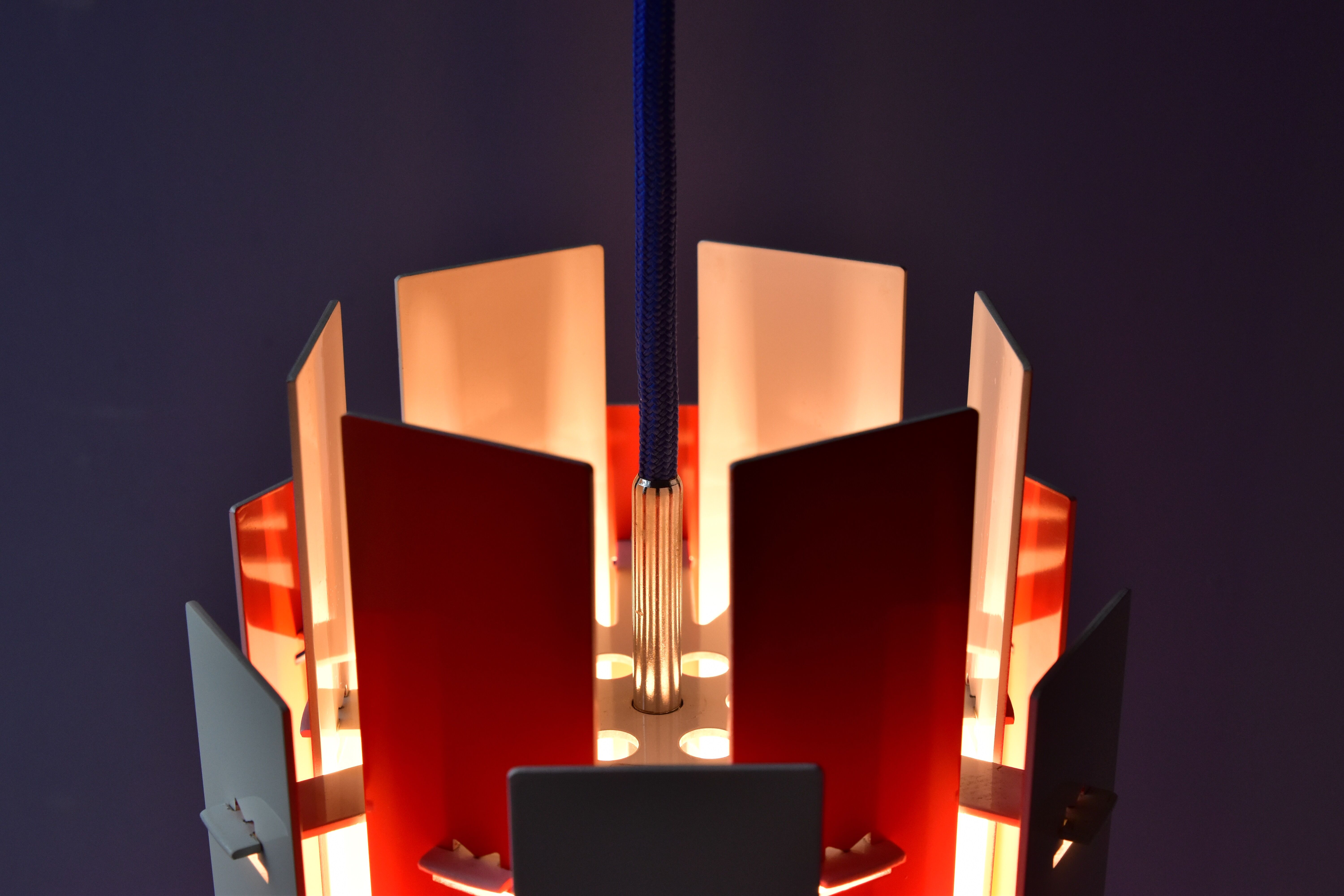 Cocktail Pendant by Henning Rehhof for Fog & Mørup in Red and White, 1970s