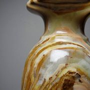 Vintage baluster vase in green striped onyx, Italy, mid-century.