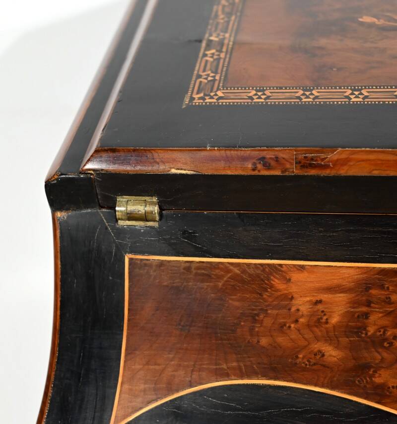 Blackened pearwood and amboyna sloping desk, Napoleon III period, mid-19th century
