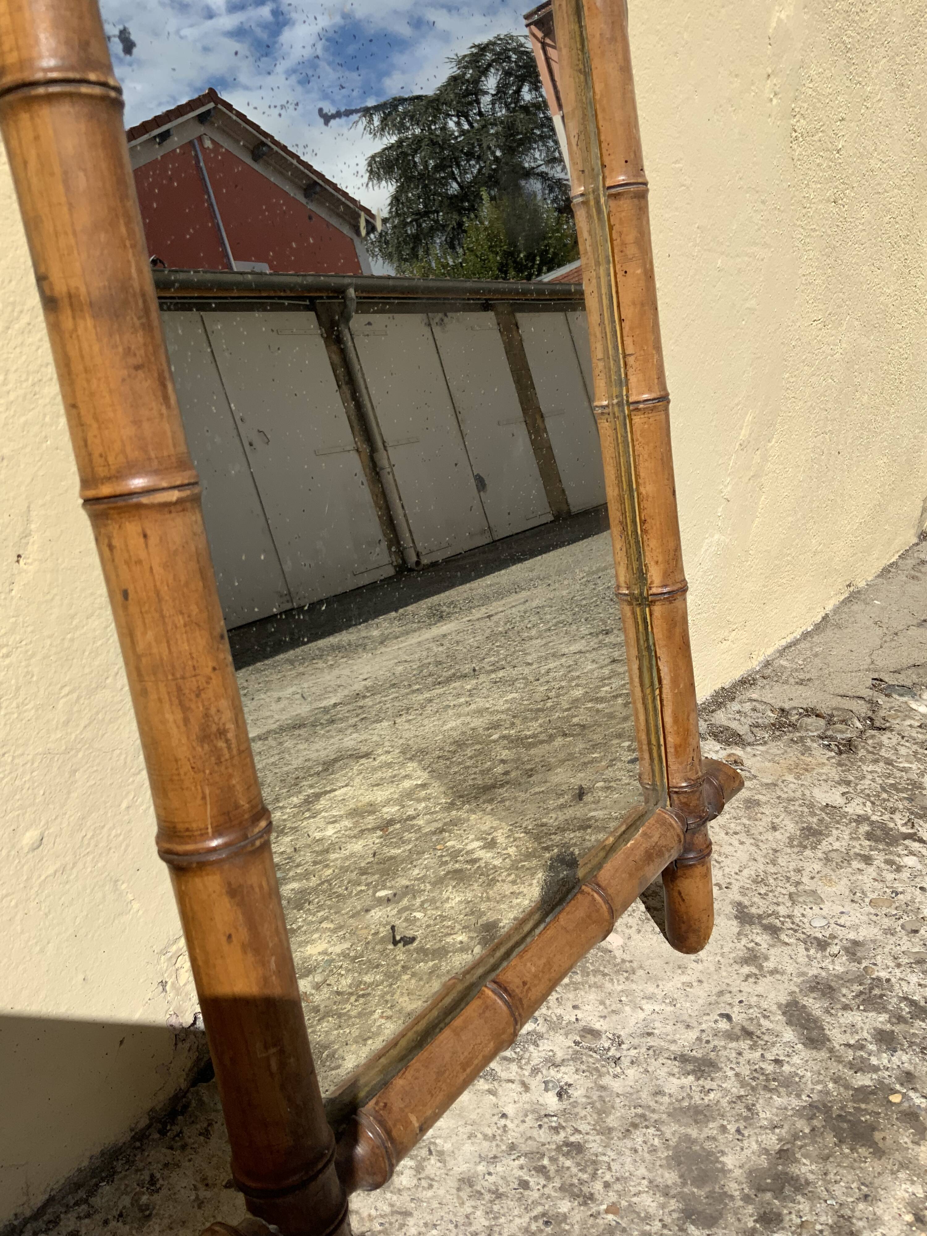 Antique wooden mirror bamboo style