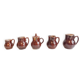 Set of 5 ceramic milk jugs from Saint-Uze