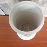 Old White Ceramic Vase Vintage Coat of Arms Decor #A697