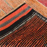 3x11 Crimson & Grey Boho Hallway Rug, Handmade Turkish Wool Rug, 93x342Cm