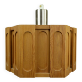 Hexagonal Architectural Pine Pendant Lamp, Sweden, 1970s