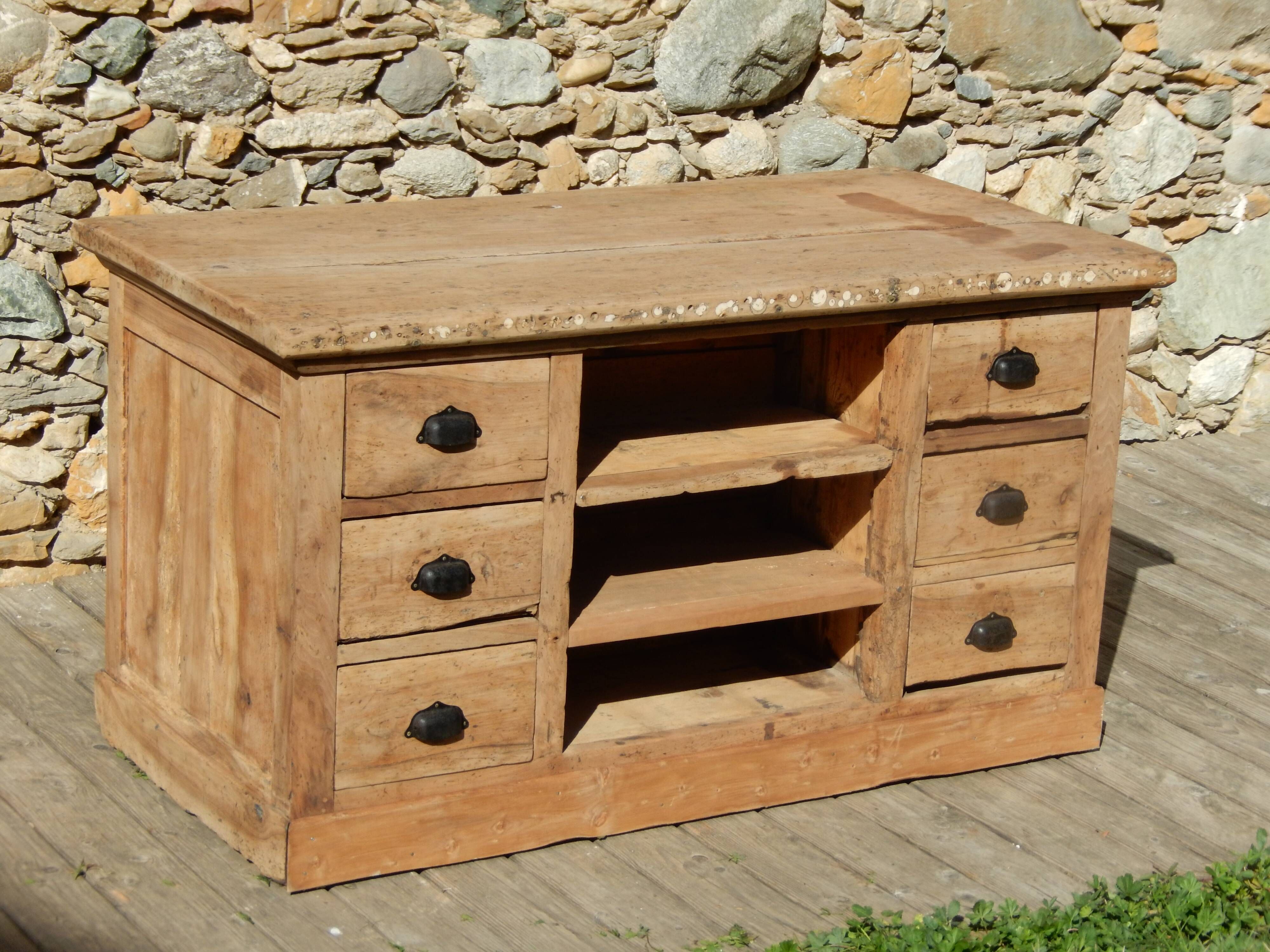 Old shop counter - Trade furniture with 13 walnut drawers
