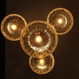 Cascade chandelier 4 globe in blown amber glass