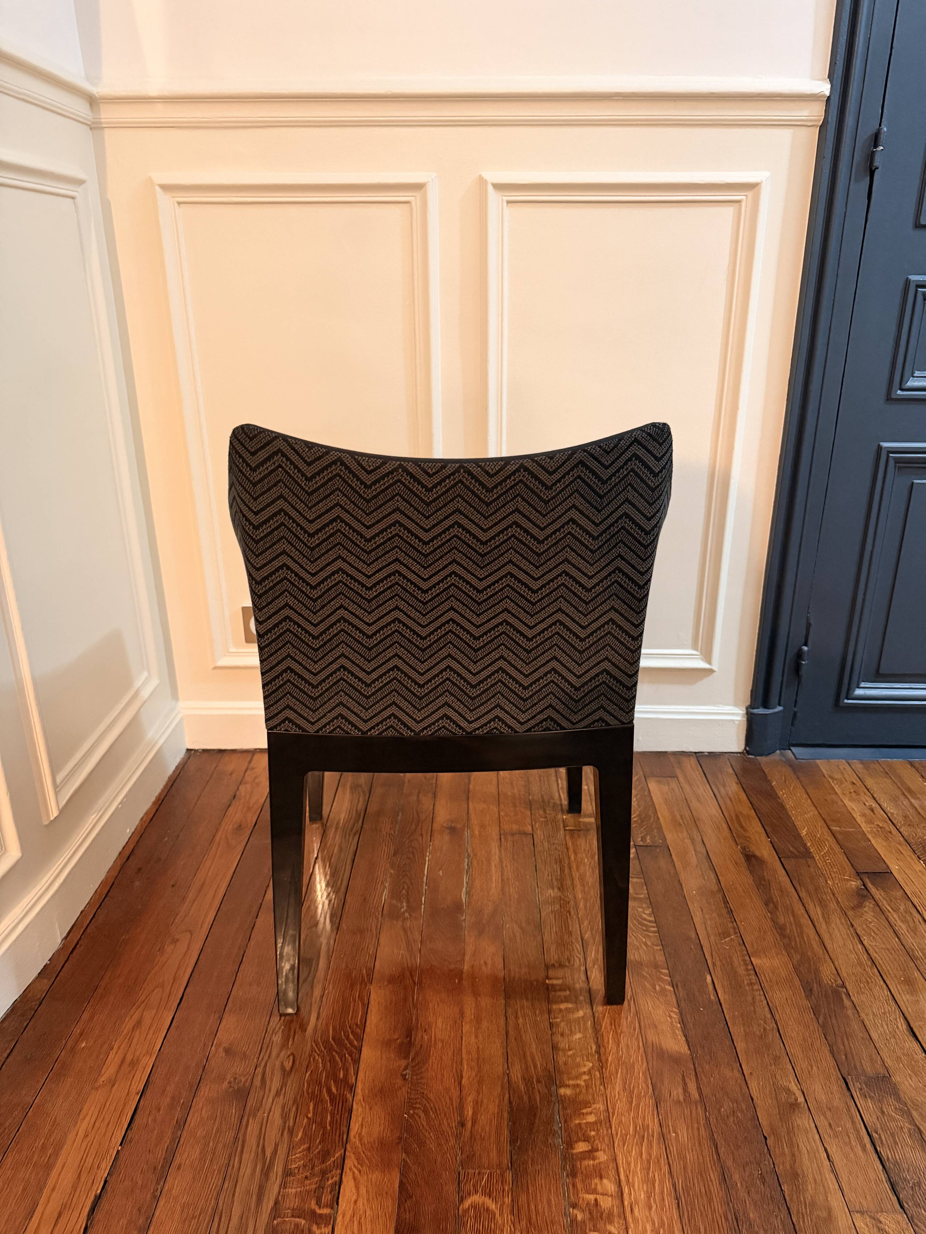 Upholstered armchair Madame black beige fabric Kartell