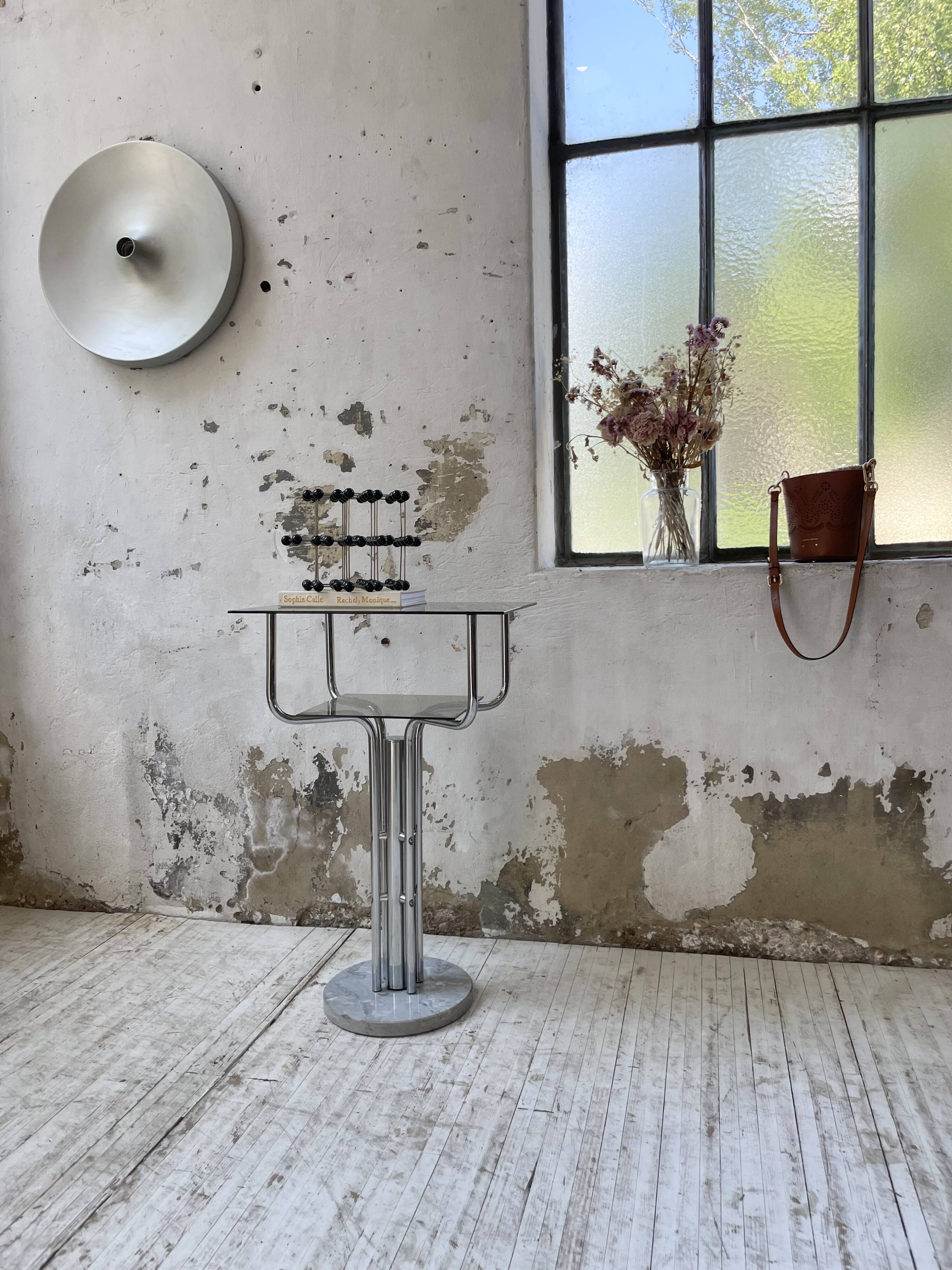 80s glass and marble console