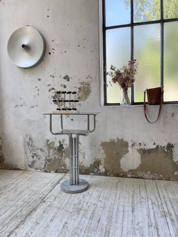 Console années 80 verre et marbre
