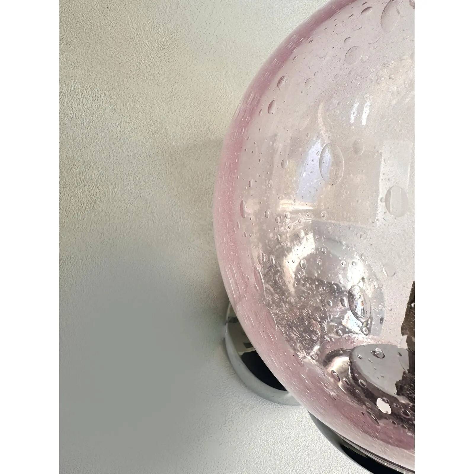 Sculptural Pink “Pulegoso” Murano Glass Wall Sconces — Pair