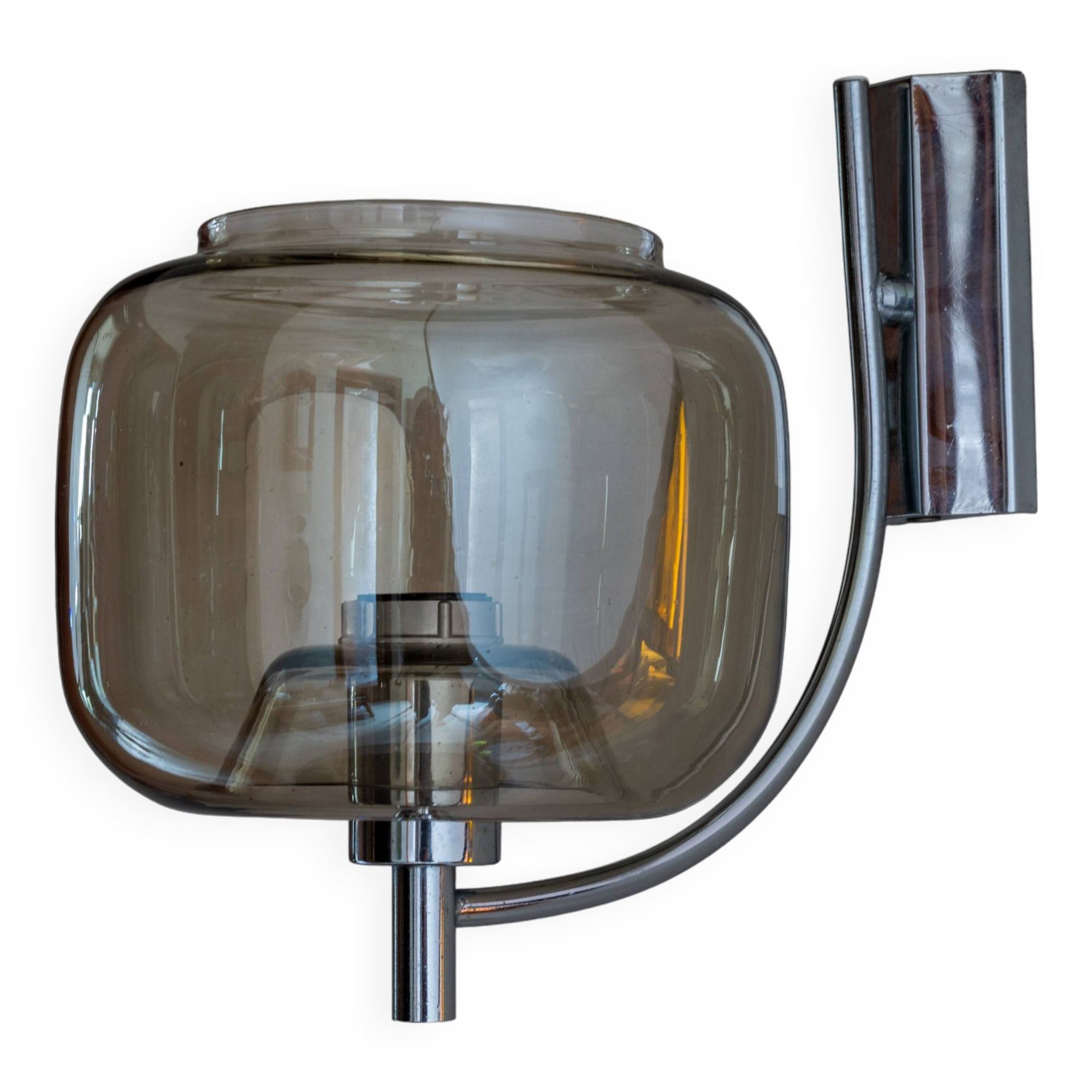Space age smoked glass wall light 1970s