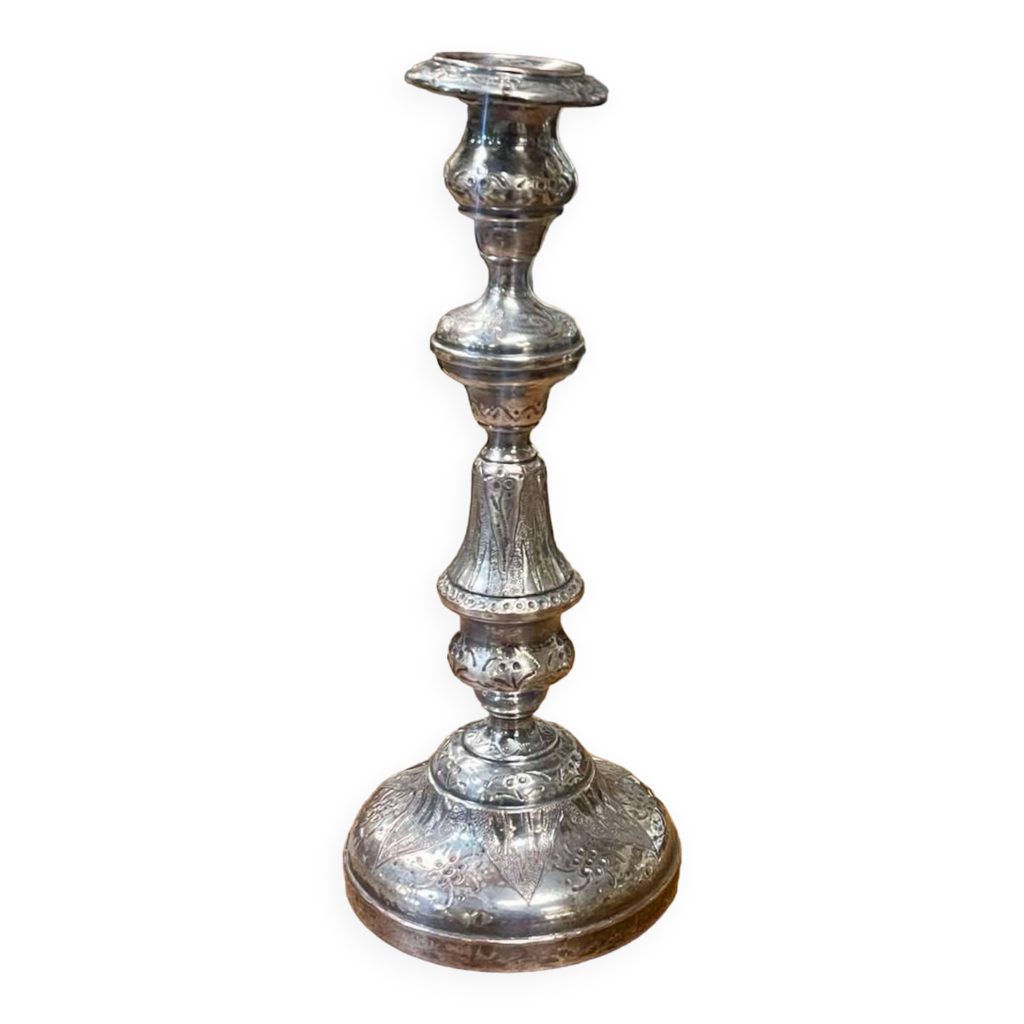 Bougeoir En Metal Argent