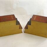 Pair of bookends (& secret boxes) in trompe l'oeil Stacked books
