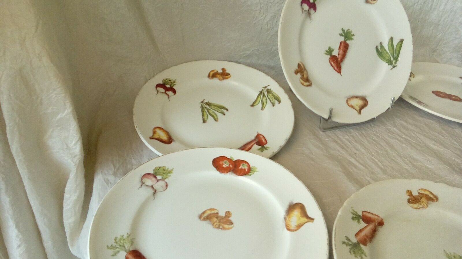 6 dessert plate in faience decor legumes 4 seasons moulin des loups n°1