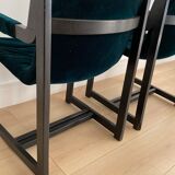 Vintage armchair in green velvet and black wood