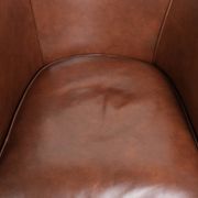 Set of 2 cognac-coloured cow leather club armchairs in English style