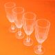 4 old Champagne flutes Transparent faceted glass / Honeycomb