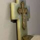 Art Deco holy water font in bronze, onyx and brass from the early 20th century